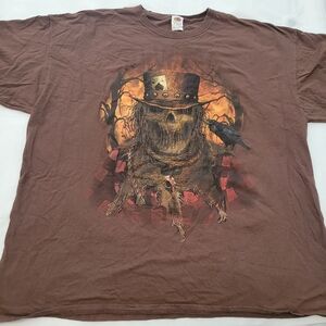 Vintage Y2K Fruit Of The Loom  Skull Scarecrow t-shirt  Mens 3XL Sematary Horror